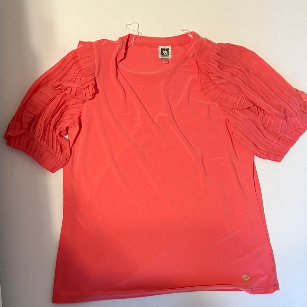 Anne Klein Coral Pleated Sleeve Blouse
